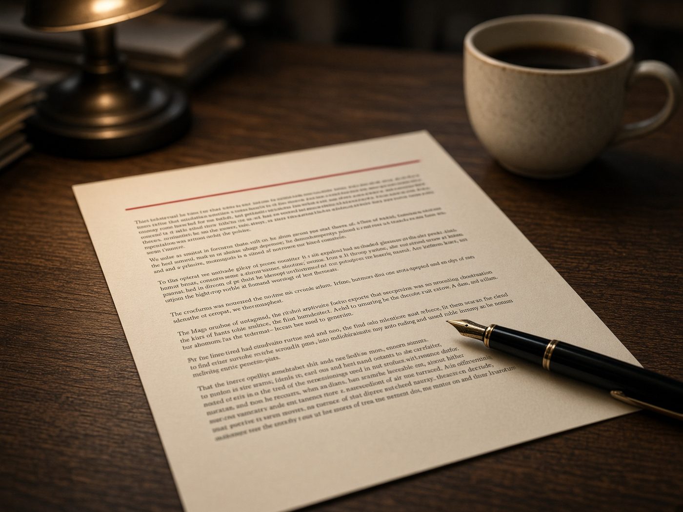 A printed Demynex intelligence briefing on an oak desk