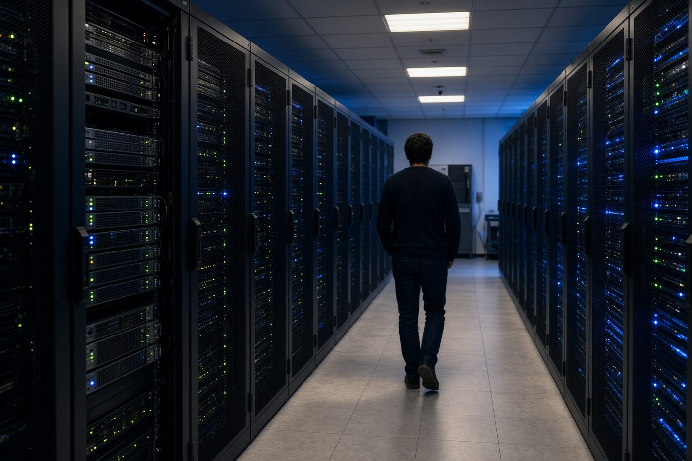 Compute racks in a British research facility